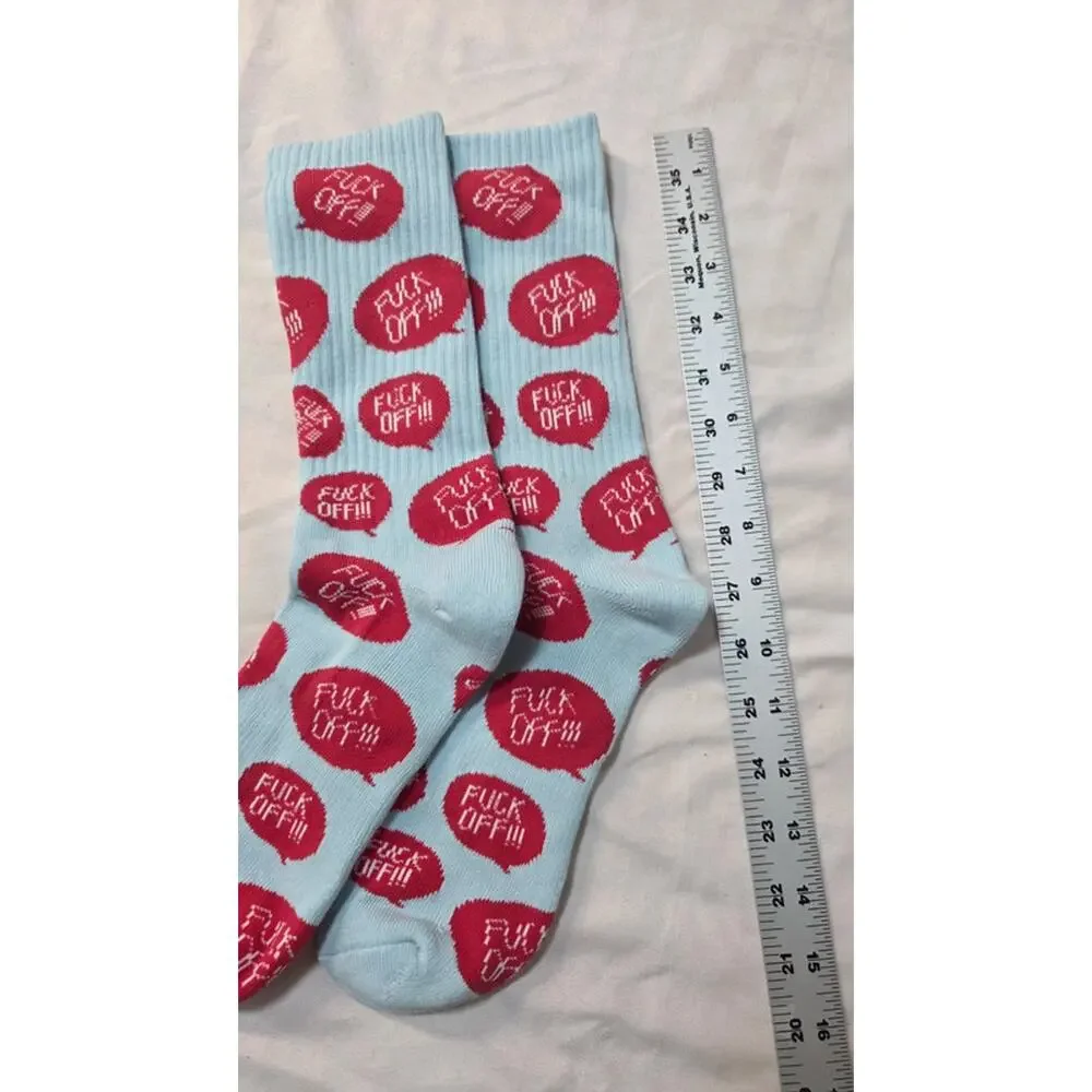 Funny Speech Bubble Crew Socks Blue Red Novelty Statement Socks Unisex